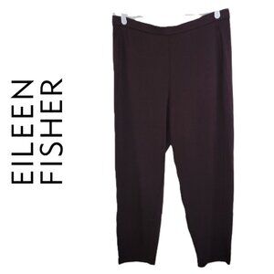 Eileen Fisher Pants Cozy Brushed Terry Tapered Ankle Pull On Brown Women's SZ L